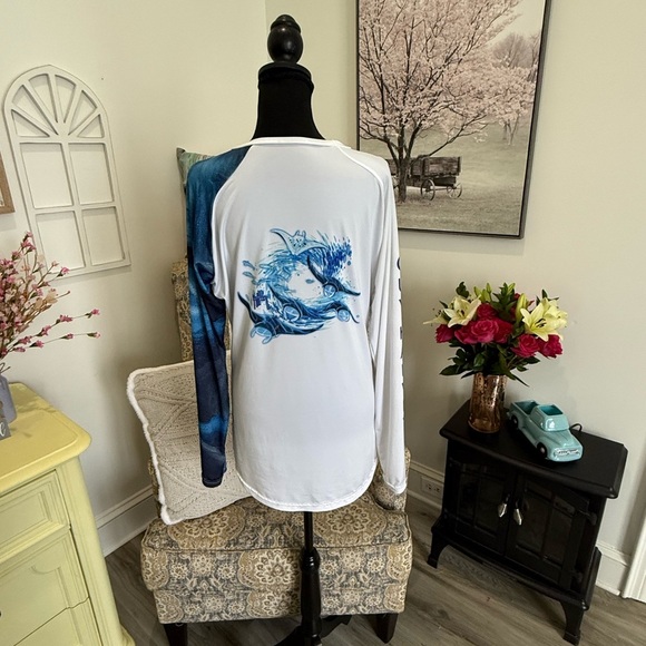 Guy Harvey White and Blue Rash Guard - Picture 5 of 7